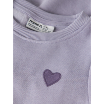 NAME IT Sweat Kjole Vima Heirloom Lilac Heart Embroidery